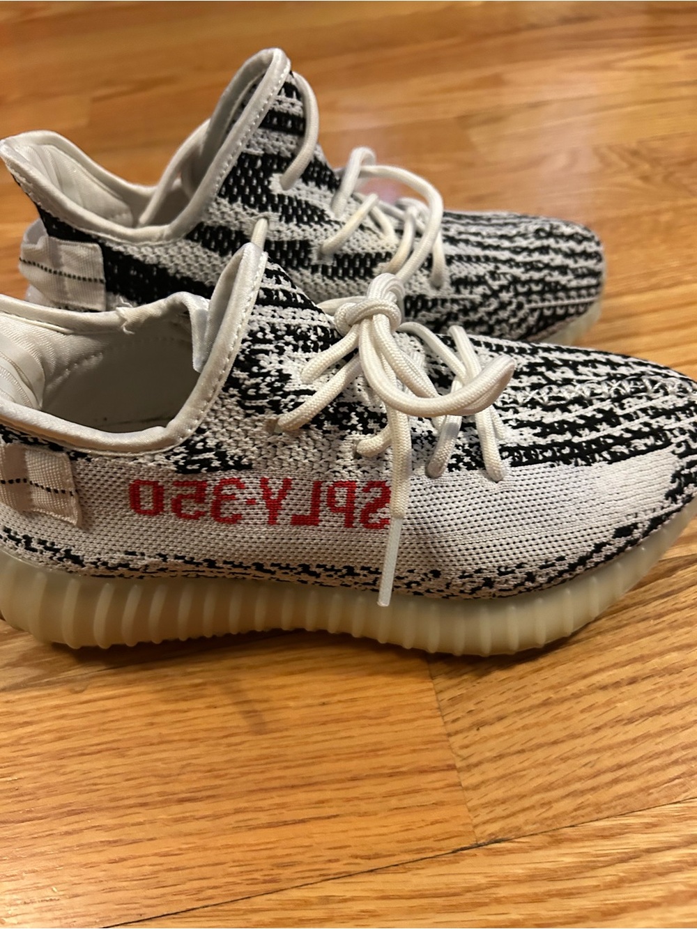 Yeezy Boost 350 V2 Zebra White Black with Red Script